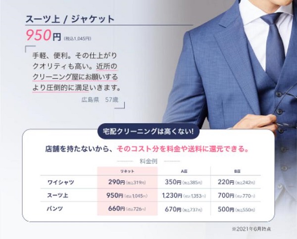 リネット宅配クリーニング料金